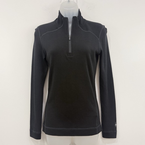 Smartwool Tops - Smartwool Merino Wool Base Layer Womens S Black 1/4 Zip Outdoors Hike Ski